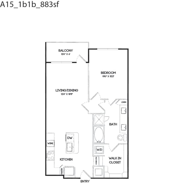 A15 floorplan at The Gabriella apartments