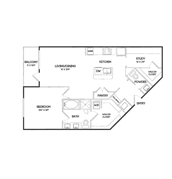 A17 floorplan at The Gabriella apartments