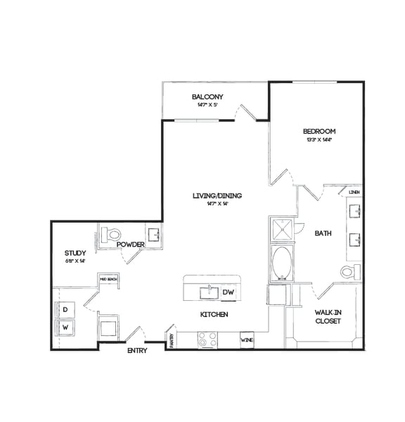 A18 floorplan at The Gabriella apartments