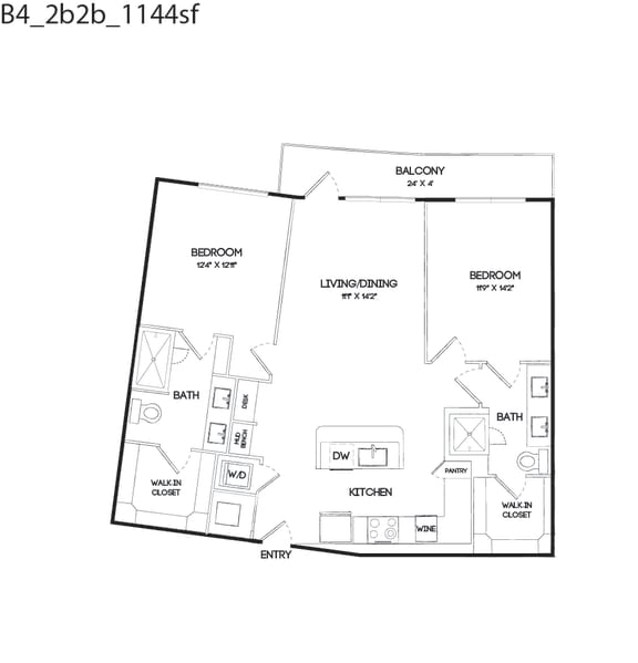 B4 floorplan at The Gabriella apartments