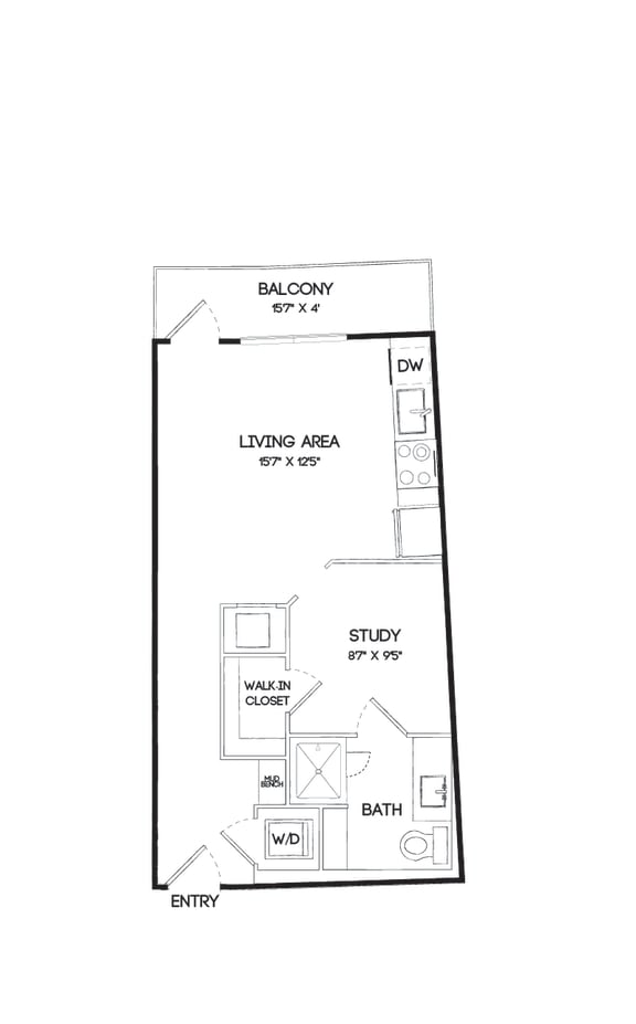 E1 floorplan at The Gabriella apartments