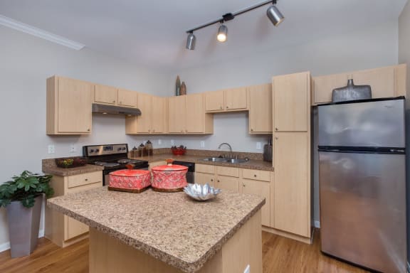 Kitchen and Island at Highlands Hill Country, Austin, Texas