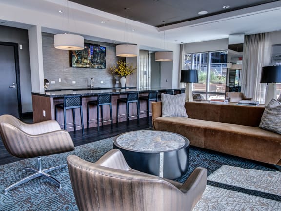 Skyline Club Living Room at The Benjamin Seaport Residences, Massachusetts, 02210