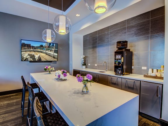 Clubhouse Bar Area at The Benjamin Seaport Residences, Boston, MA