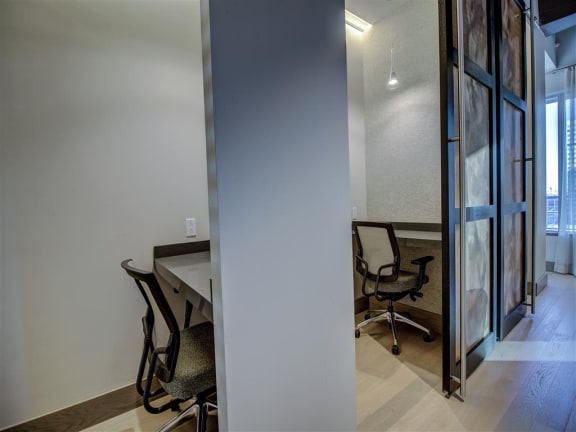 Business Center With Computers at Via Seaport Residences, Boston