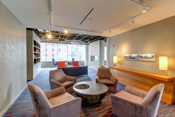 Building Lounge at Eight O Five Apartments Chicago Fireplace Lounge