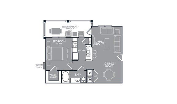 One Bed One Bath Floor Plan at Luxe Creekside, New Braunfels, TX, 78130