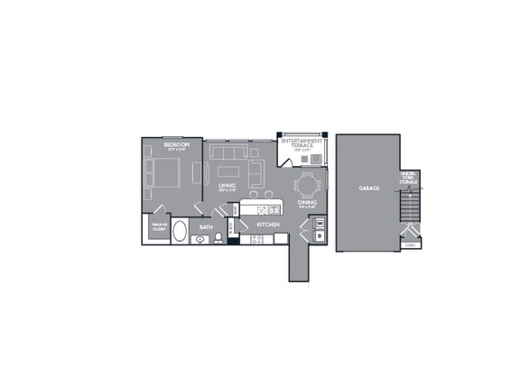 One-Bedroom Floor Plan at Mansions of Georgetown, Georgetown, 78626