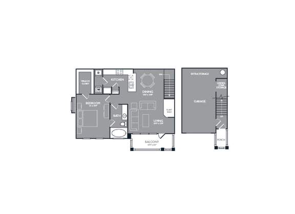 One-Bedroom Floor Plan at Mansions of Georgetown, Georgetown, Texas