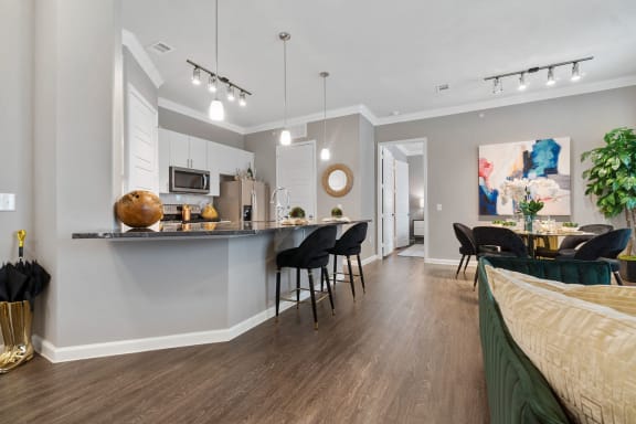Kitchen & LIVING room area at Park at Bayside, Rowlett, Texas