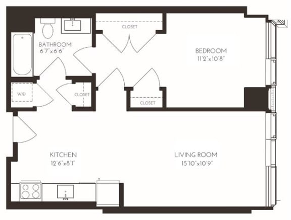 VI1A5 Floor Plan at Via Seaport Residences, Boston, MA, 02210