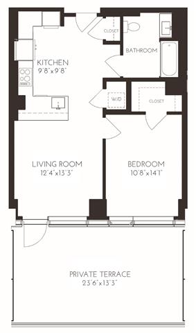 VI1A64A Floor Plan at Via Seaport Residences, Boston, Massachusetts