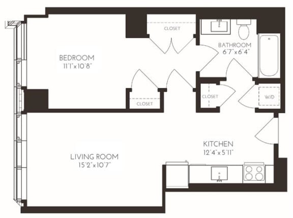 VI1A7 Floor Plan at Via Seaport Residences, Boston, Massachusetts