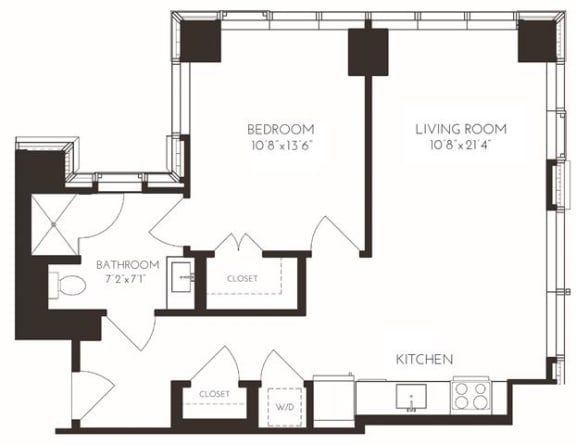 VI1K1 Floor Plan at Via Seaport Residences, Massachusetts