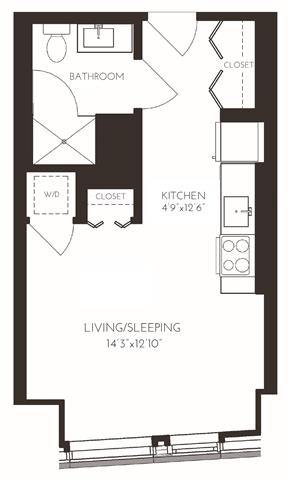VIISA3 Floor Plan at Via Seaport Residences, Boston, 02210