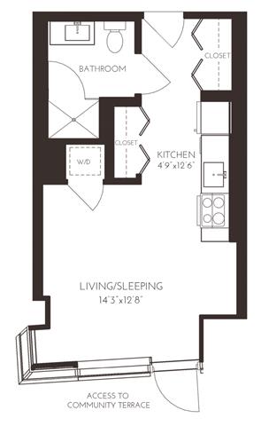 VIISA44 Floor Plan at Via Seaport Residences, Boston, MA, 02210