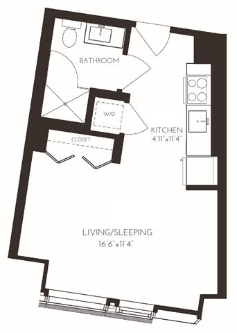 VIISB1 Floor Plan at Via Seaport Residences, Massachusetts