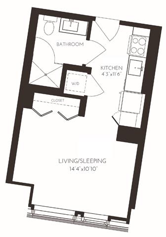 VIISB2 Floor Plan at Via Seaport Residences, Boston, MA, 02210