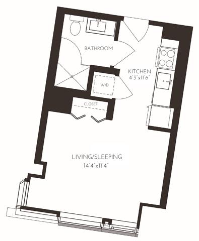 VIISB3 Floor Plan at Via Seaport Residences, Boston
