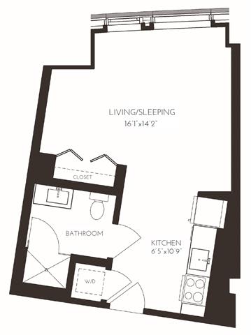 VIISC1 Floor Plan at Via Seaport Residences, Massachusetts