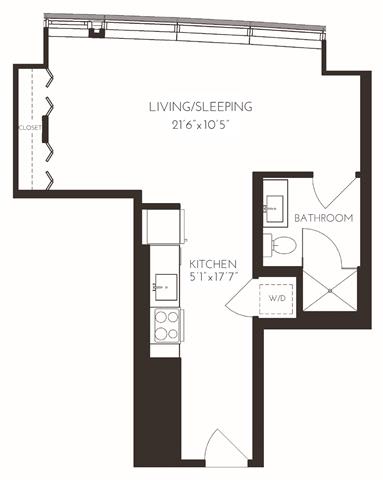 VIISE1 Floor Plan at Via Seaport Residences, Massachusetts, 02210