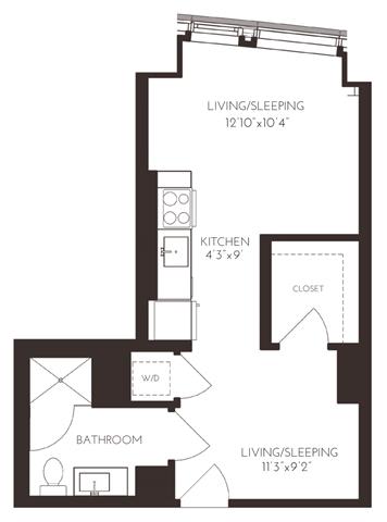 VIISF14 Floor Plan at Via Seaport Residences, Massachusetts