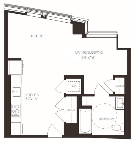 VIISG1A Floor Plan at Via Seaport Residences, Boston