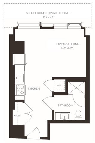 VIISH1 Floor Plan at Via Seaport Residences, Boston, MA