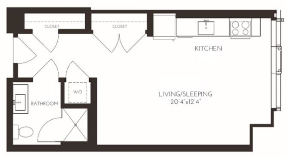 VISA3 Floor Plan at Via Seaport Residences, Boston, MA