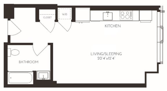 VISA3A Floor Plan at Via Seaport Residences, Boston, 02210