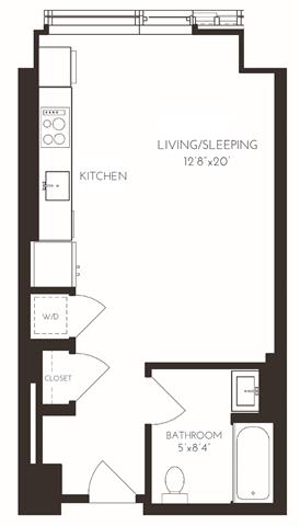 VISA5A Floor Plan at Via Seaport Residences, Boston, 02210