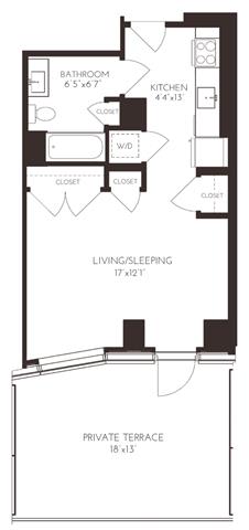 VISB14 Floor Plan at Via Seaport Residences, Massachusetts, 02210