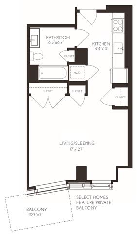 VISB1 Floor Plan at Via Seaport Residences, Boston, Massachusetts