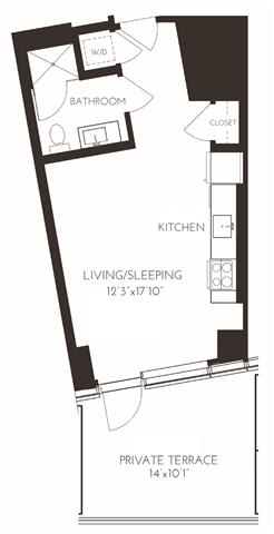 VISC14 Floor Plan at Via Seaport Residences, Boston, MA, 02210