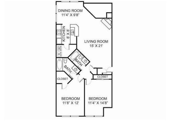 B1 floor plan Kensington Grove apartments