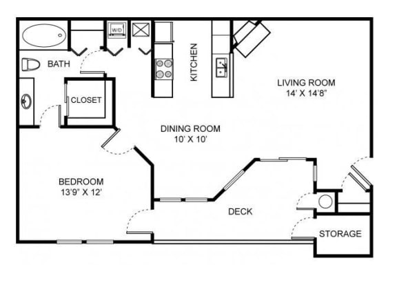 A1 Floor Plan at Saw Mill Village Apartments, Columbus, 43235