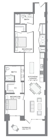 Laight 2 bedroom floorplan at Tribeca NOMA apartments