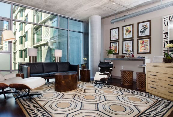 Modern Living Room at Met Lofts, Los Angeles, California