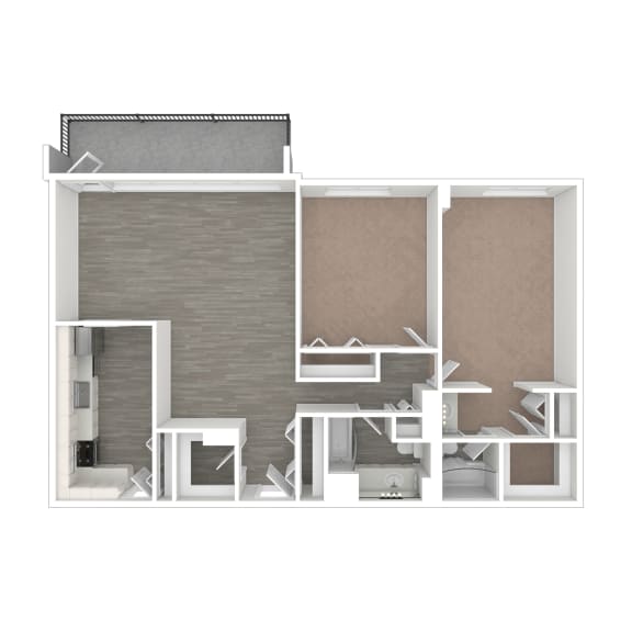 Dupont 2 bed 2 bath 3D floorplan