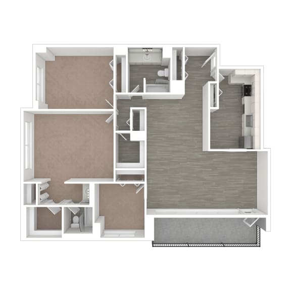 Mount Vernon 3 bedroom 2 bath 3D floorplan