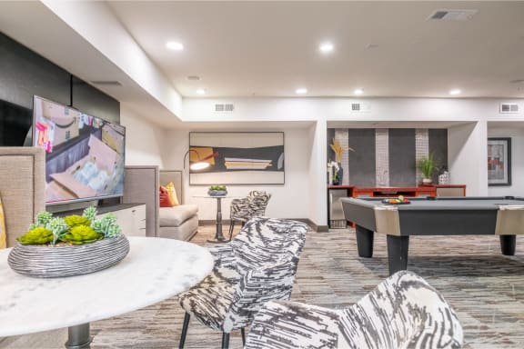 social area with billiards at The Core apartments