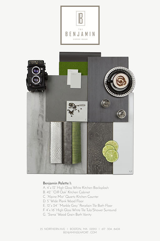 Unique finish schemes at The Benjamin Seaport Residences, Massachusetts, 02210