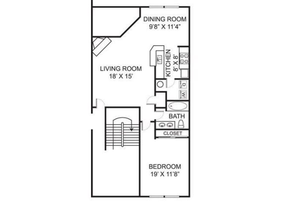 A1 Floor Plan at The Residence at Christopher Wren Apartments, Ohio, 43230