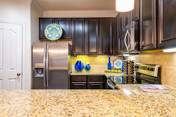 kitchen with stainless appliances at Villages of Magnolia apartments