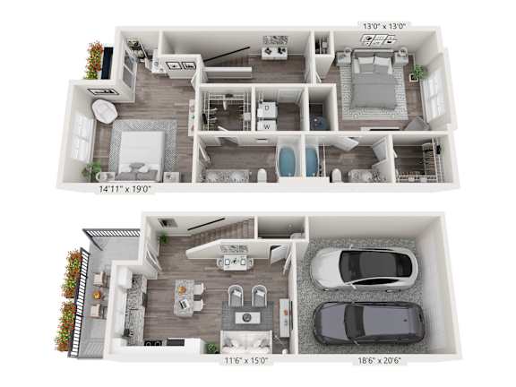 A floor plan of a two-story house with dimensions and measurements.