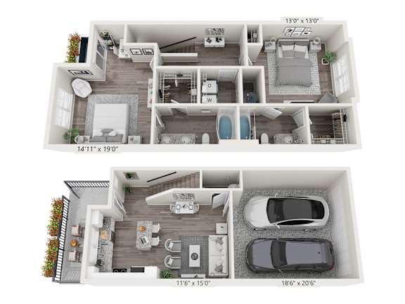 A floor plan of a two-story house with dimensions and room labels.