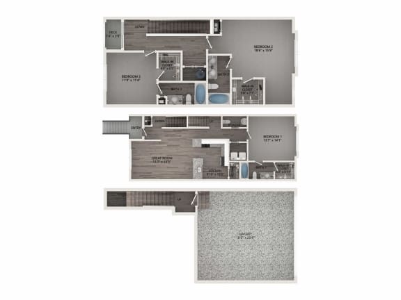 a floor plan with a mix of wood and stone at Brownstones at Palisade Park Townhomes, Broomfield, CO