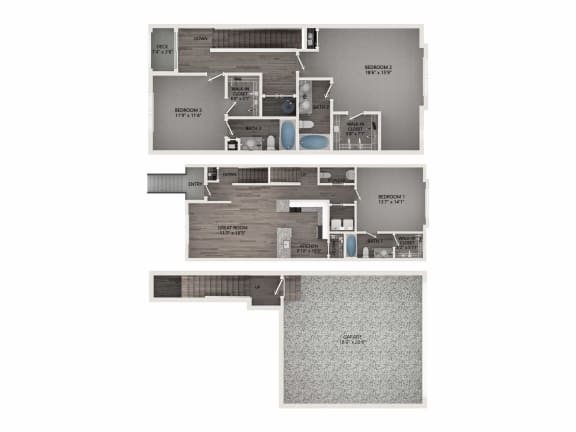 Sanctuary 3 bed 3 bath floorplan at Brownstones at Palisade Park, Broomfield, CO,  80023