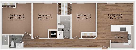 The Clear Creek Loft Floor Plan at The Avenue Lofts Golden Apartments, Golden, CO