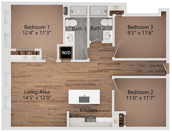 The Golden Hour Loft Floor Plan at The Avenue Lofts Golden Apartments, Golden 80401
